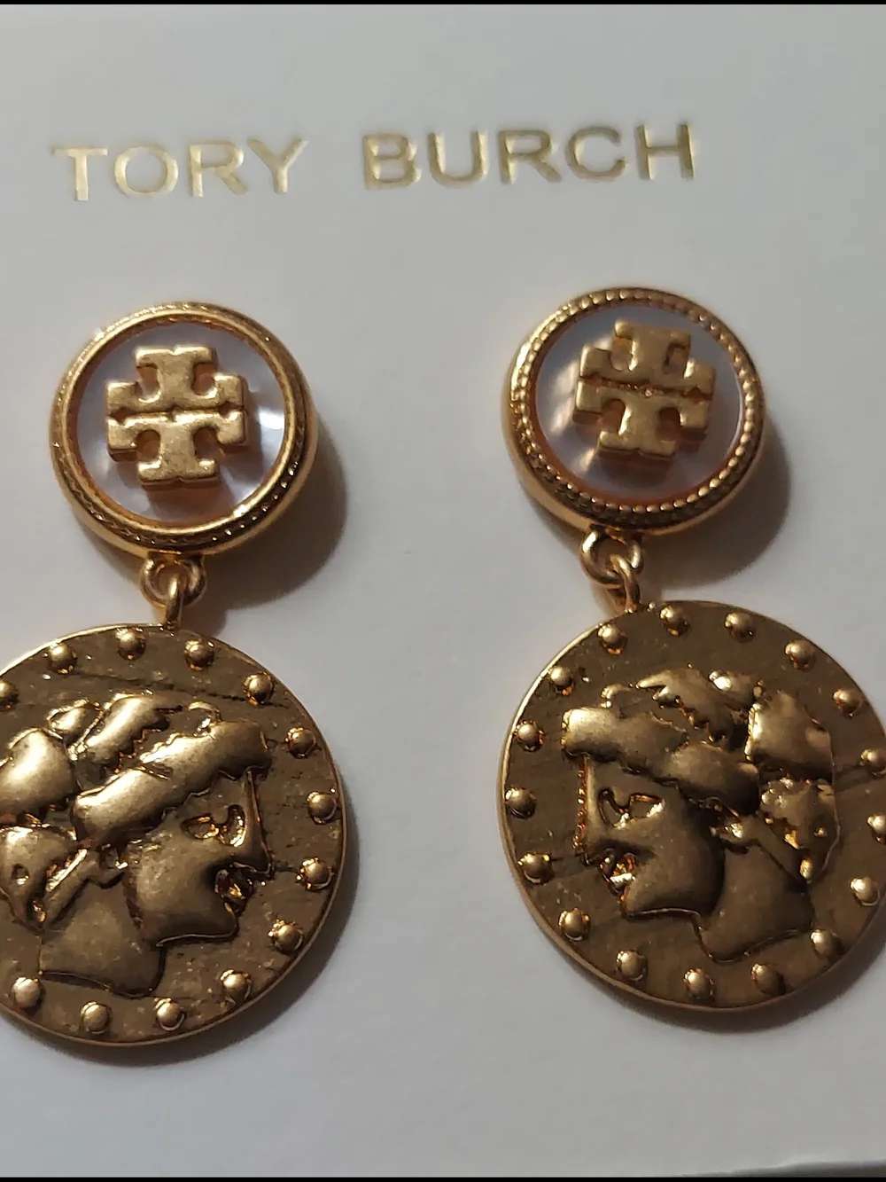 Tory Burch Gold-Tone Dangle Medallion Earrings